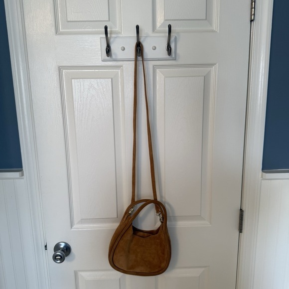 OLIVEVE EMILIA SMALL TOP HANDLE CROSSBODY BAG PURSE BROWN TAN ITALIAN SUEDE - Picture 16 of 16